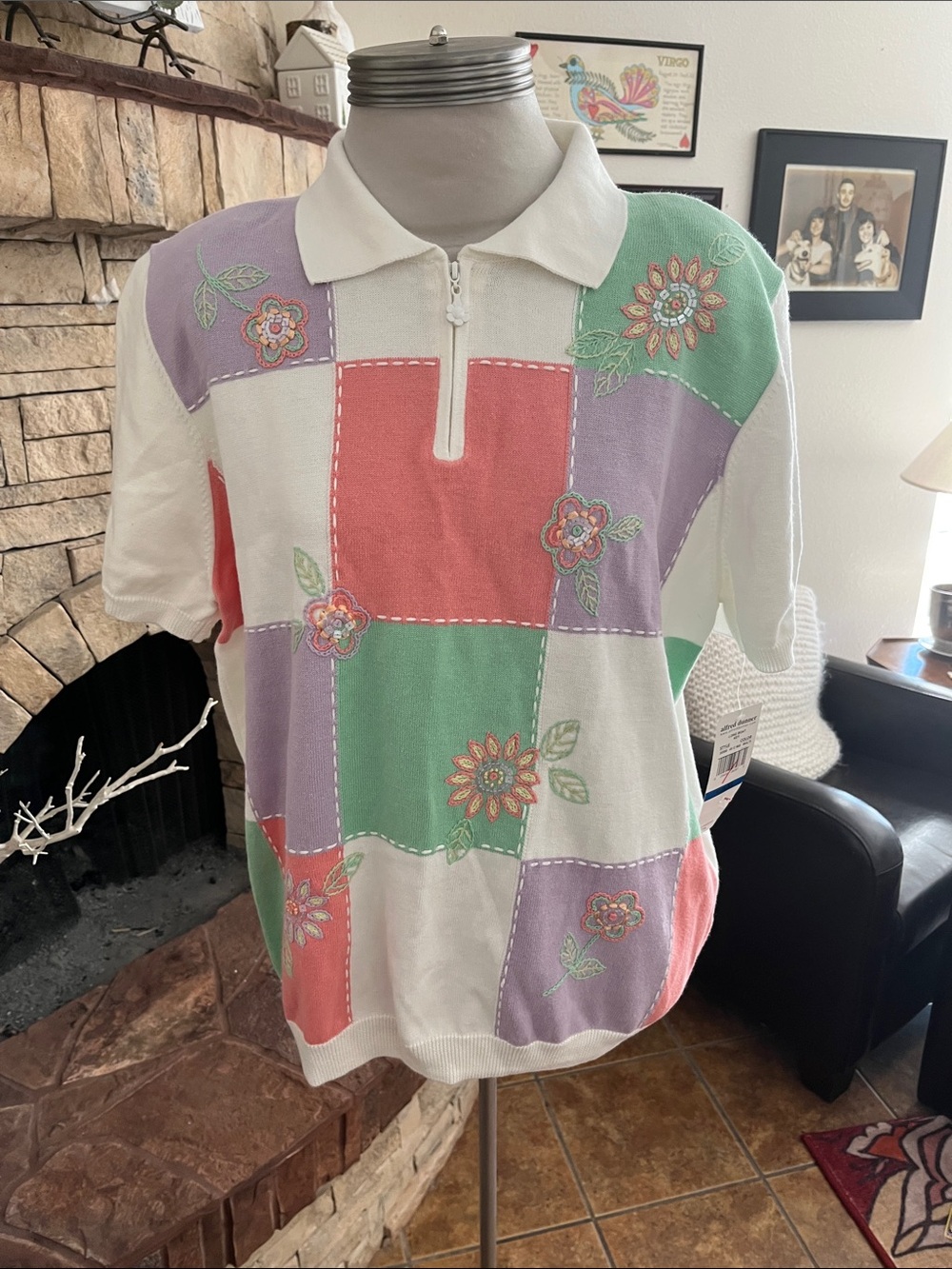 Vintage Alfred Dunner Polo Shirt/sweater Women's Grandma  Cottage-core XL